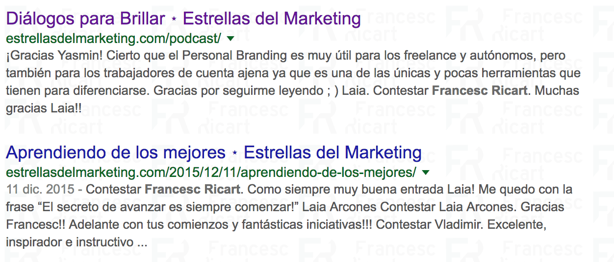 Los contenidos de los comentarios posicionan 1