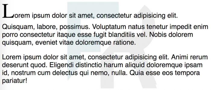 Como hacer un dropcap (letra capital) con css y ::first-letter.