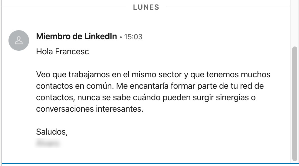 Un ejemplo de vendehumos en Linkedin 1